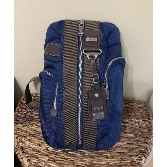 Tumi Men’s Backpack Crossbody Shoulder Bag 22318Bth Alpha Bravo Blue - Picture 1 of 10